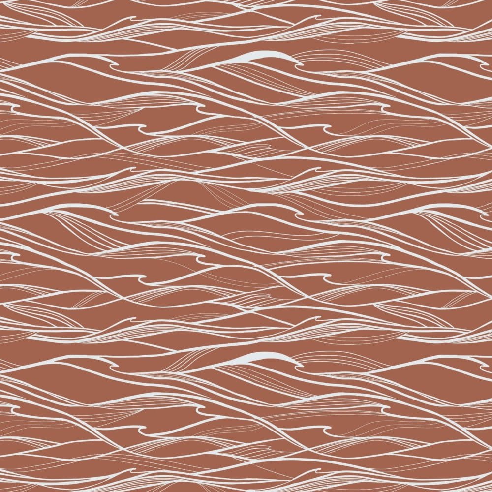 California Waves in Terracotta Wallpaper